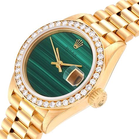 rolex malachite diamond watch